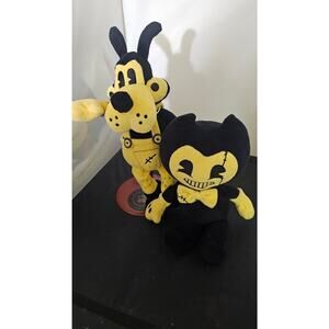 Bendy And The Ink Machine Plush Black yellow 10” stuffed animal 2018 lot of 2 B1